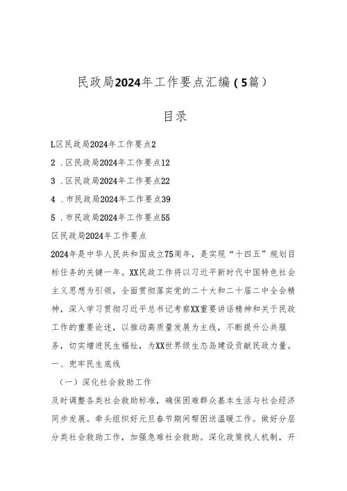 （5篇）民政局2024年工作要点汇编.docx
