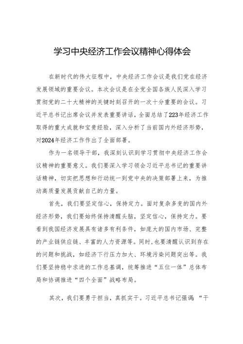 领导干部学习贯彻2024年中央经济工作会议精神心得体会3篇.docx