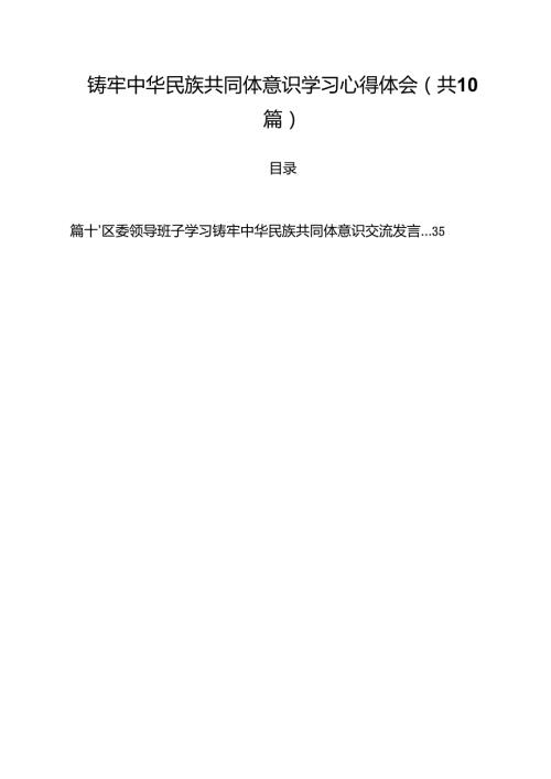 铸牢中华民族共同体意识学习心得体会范文精选(10篇).docx