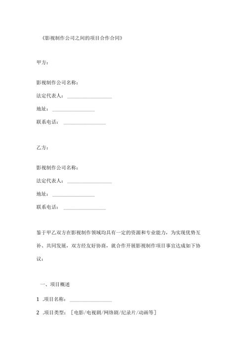 影视制作公司之间的项目合作合同.docx