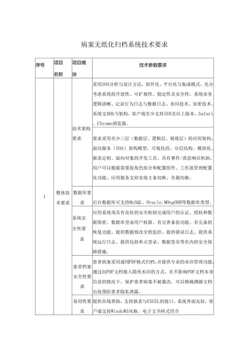 病案无纸化归档系统技术要求.docx