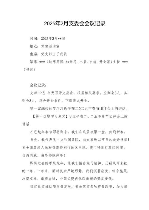 2025年2月党支部支委会会议记录.docx