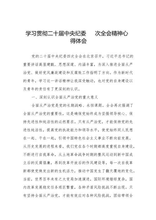 八篇党员干部学习贯彻二十届中央纪委四次全会精神心得体会.docx