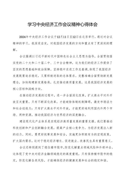 九篇关于学习2024年中央经济工作会议精神的心得体会.docx