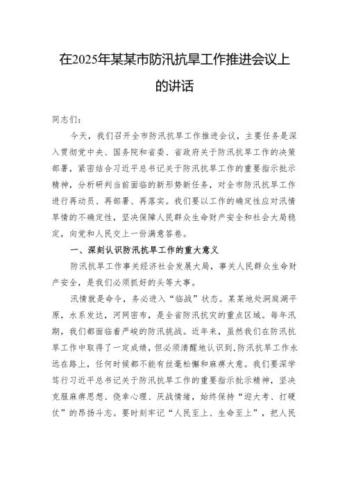 在2025年市防汛抗旱工作推进会议上的讲话.docx