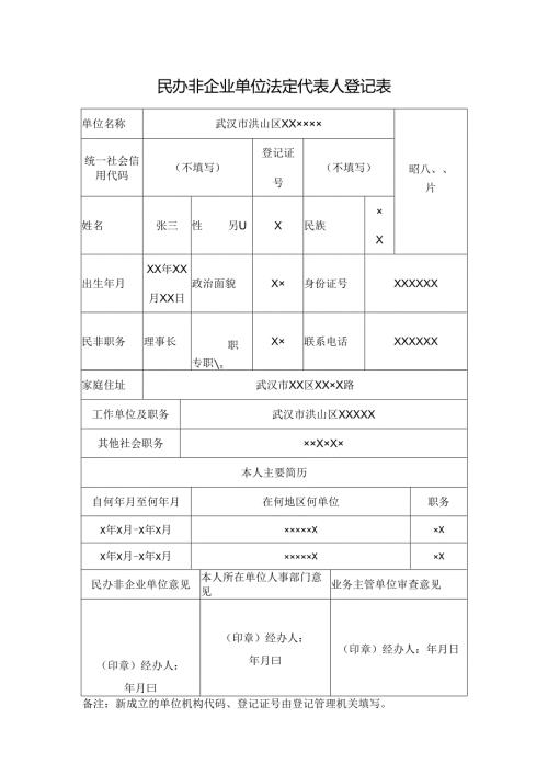 民办非企业单位法定代表人登记表.docx