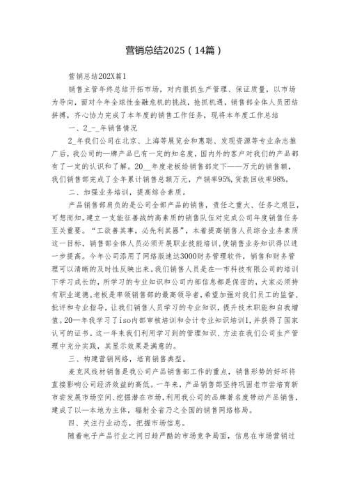 营销总结2025（14篇）.docx