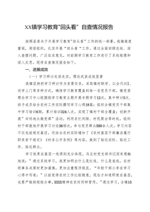 领导班子2025年度学习教育”回头看”自查报告（及部署讲话内容）精选资料.docx