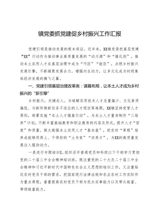 镇党委抓党建促乡村振兴工作汇报.docx